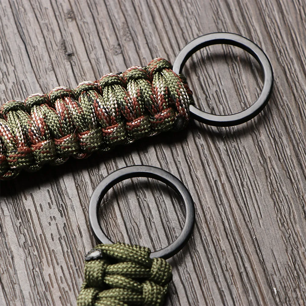 Outdoor Keychain Ring Camping Carabiner Military Paracord Cord Rope Camping Survival Kit Emergency Knot Bottle Opener Tools