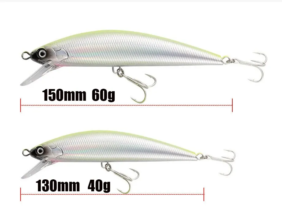 Fishing Lure Sinking Minnow 13cm 15cm 40g 60g Weight System Hard Lure Pesca Strong Treble Hooks Wobbler Jerkbait Swimbait Bait