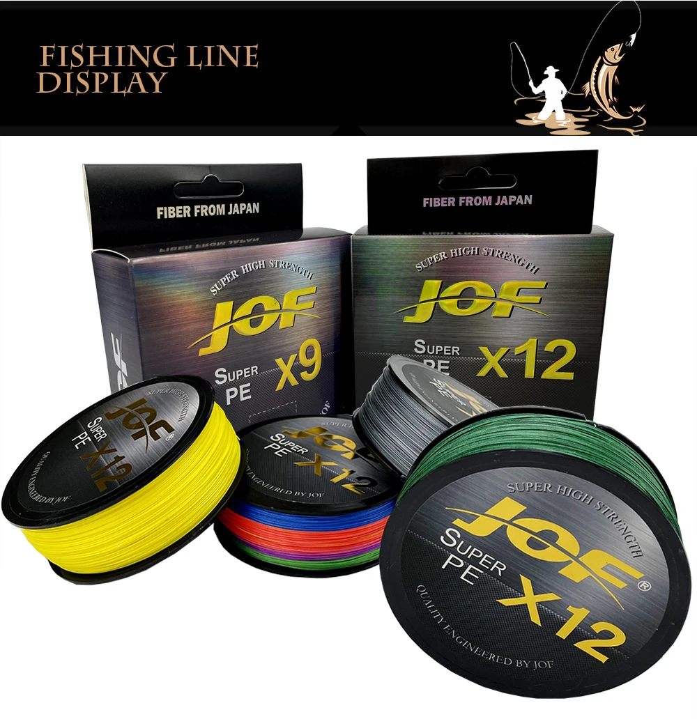 JOF Braided Fishing Line 12 Strands 9 Strands Multifilament PE Super Strong Japanese Line Carp 100M 300M 500M 20lb-92lb