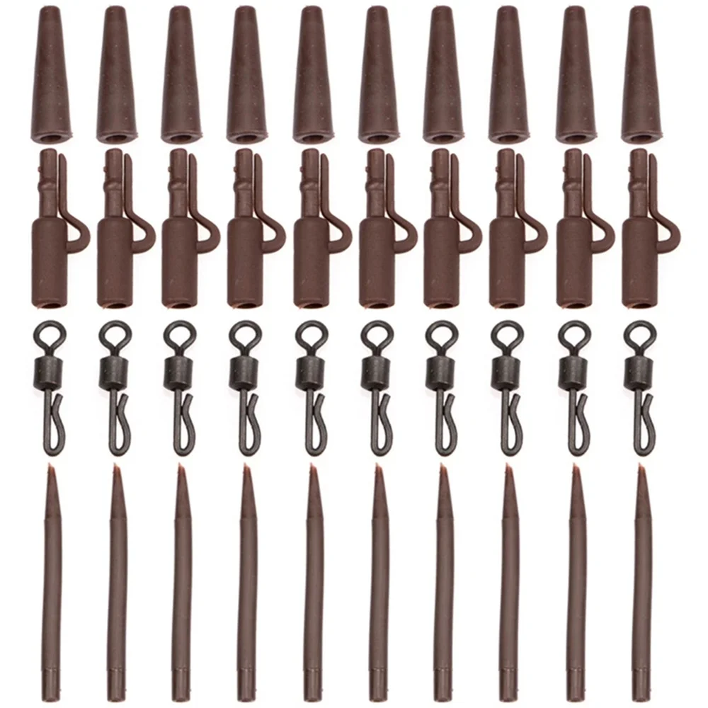 40Pcs Carp Fishing Accessories Lead Clip Quick Change Snap Swivel Tail Anti Tangle Sleeves Carp Rig Coarse Fishing Tackle Pesca