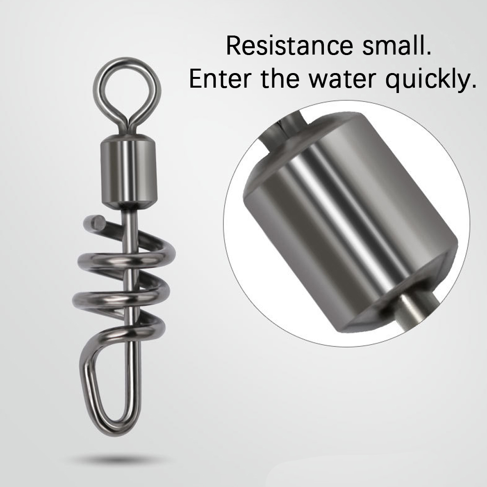 DNDYUJU 20-100pcs Fishing Rolling Swivel With Screwed Snap Stainless Steel Solid Ring Connector Fishhook Lures Fishing goods