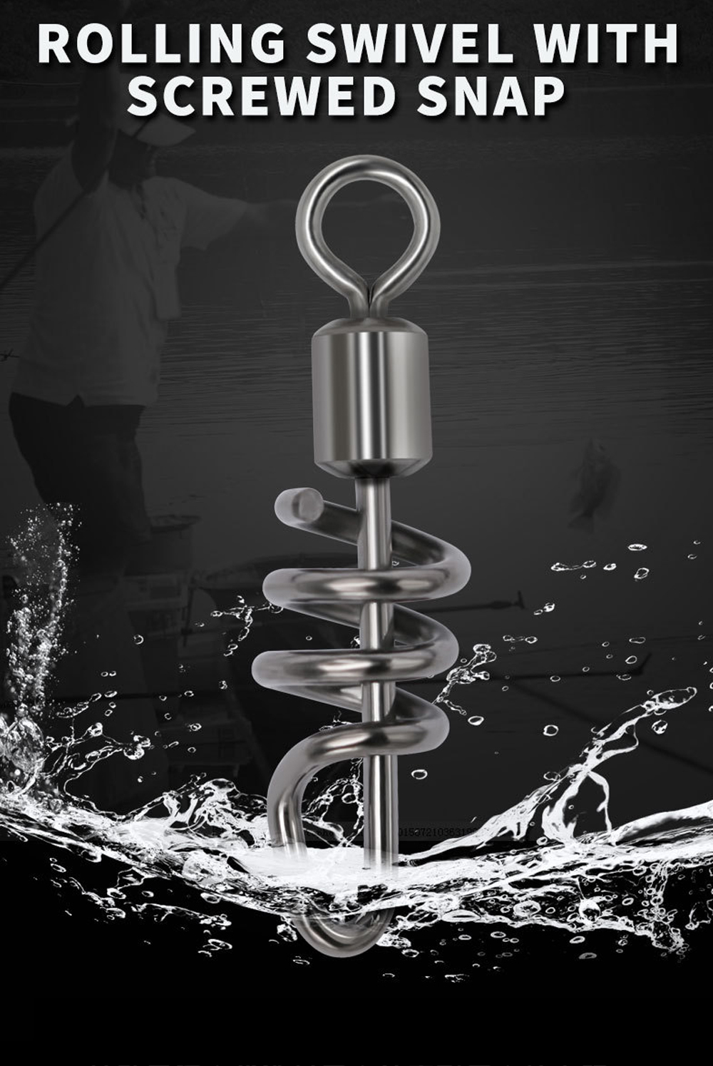 DNDYUJU 20-100pcs Fishing Rolling Swivel With Screwed Snap Stainless Steel Solid Ring Connector Fishhook Lures Fishing goods