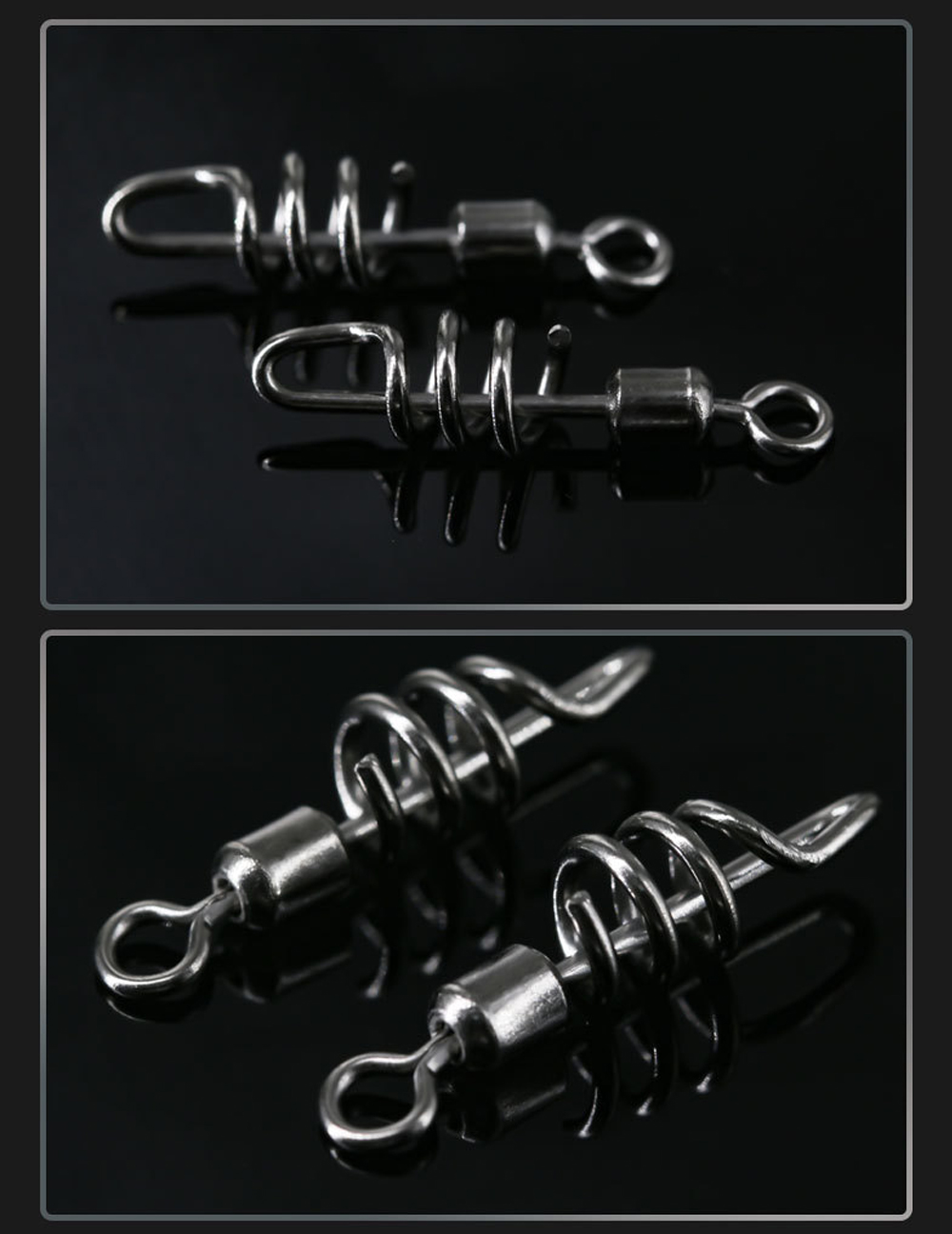 DNDYUJU 20-100pcs Fishing Rolling Swivel With Screwed Snap Stainless Steel Solid Ring Connector Fishhook Lures Fishing goods