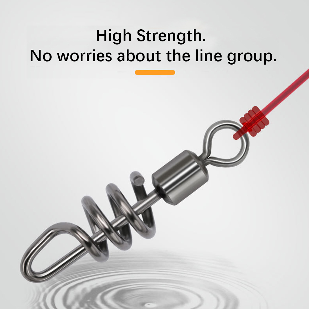 DNDYUJU 20-100pcs Fishing Rolling Swivel With Screwed Snap Stainless Steel Solid Ring Connector Fishhook Lures Fishing goods