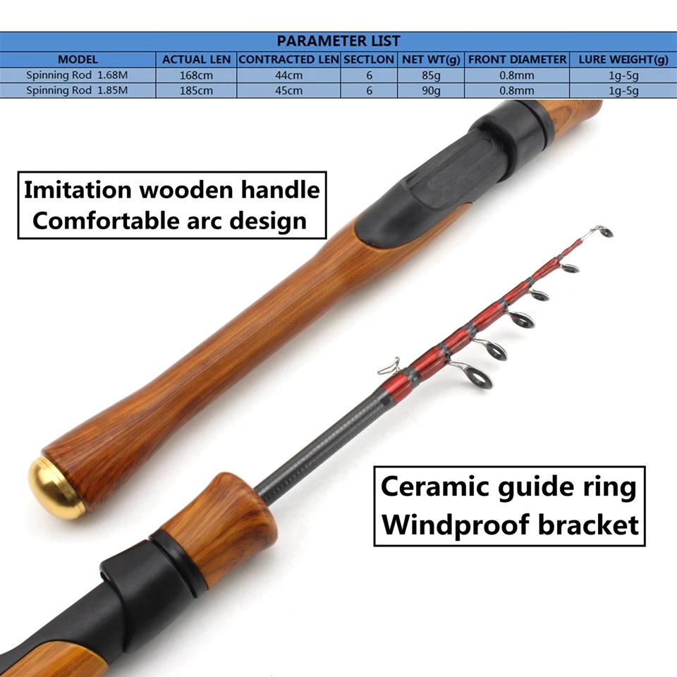 168cm 185cm Ultra light ul power Telescopic Fishing Rod Spinning Rod Lure Weight 1-5g Children beginners Catch small fish pole