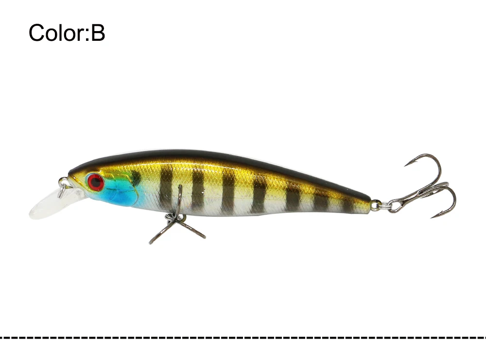 AI-SHOUYU Minnow Bait Hard Fishing Lure 95mm/15g Sinking Bait with 2 Treble Hook Crankbait Wobbler Pesca Fishing Tackle Leurre