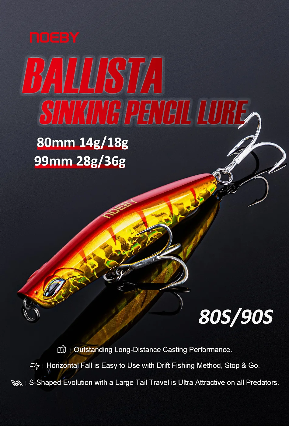 Noeby Ballista Sinking Pencil Fishing Lures 99mm 28g 36g Shore Casting Artificial Hard Bait Bass Saltwater Tackle Fishing Lure