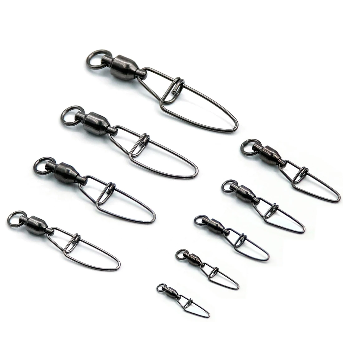 FishTrip Crosslock Snap Ball Bearing Swivels Stainless Steel Black Nickel 20~100Pack Interlock Snap Fishing Connector