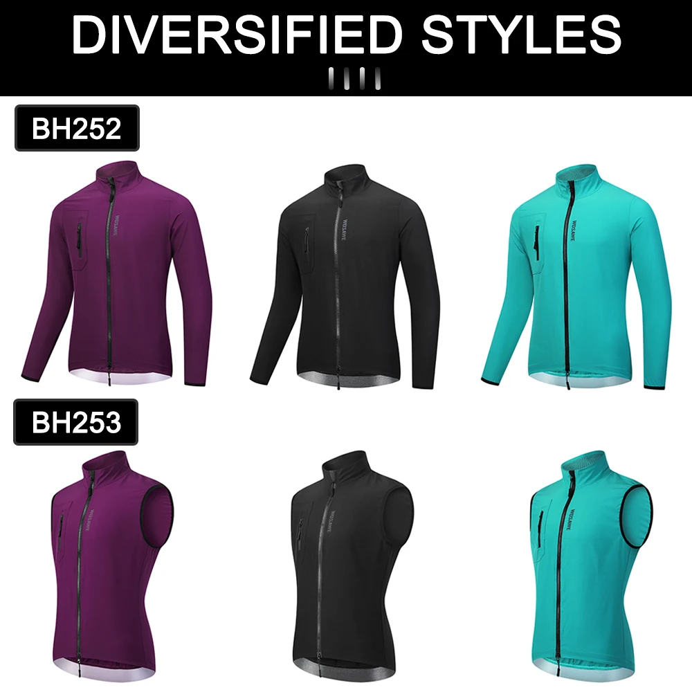 WOSAWE Ultralight Men's Cycling Windbreaker Windproof Jacket Bike Vest Water Resistant MTB Road Bicycle Long Jersey 2 Pockets