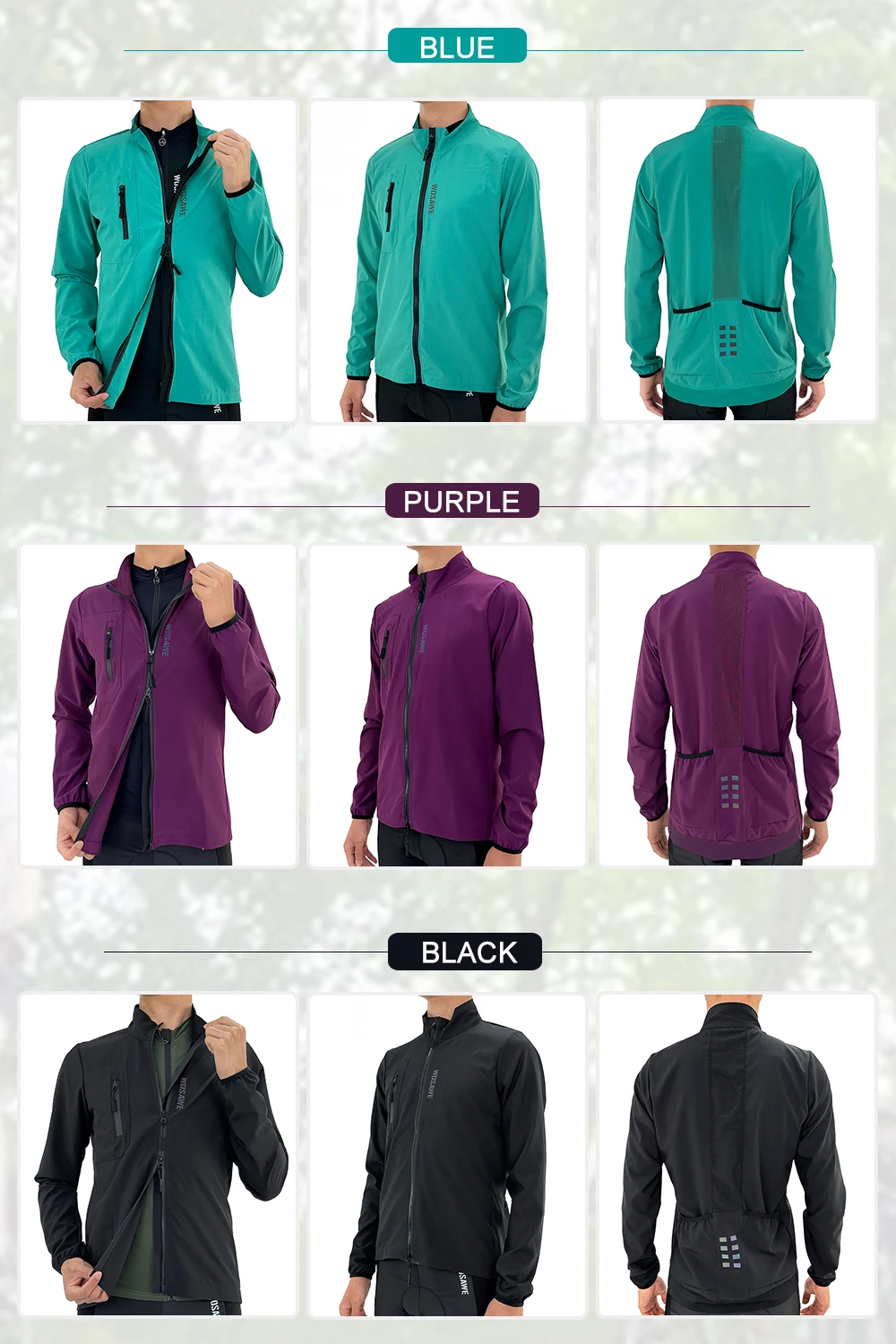 WOSAWE Ultralight Men's Cycling Windbreaker Windproof Jacket Bike Vest Water Resistant MTB Road Bicycle Long Jersey 2 Pockets