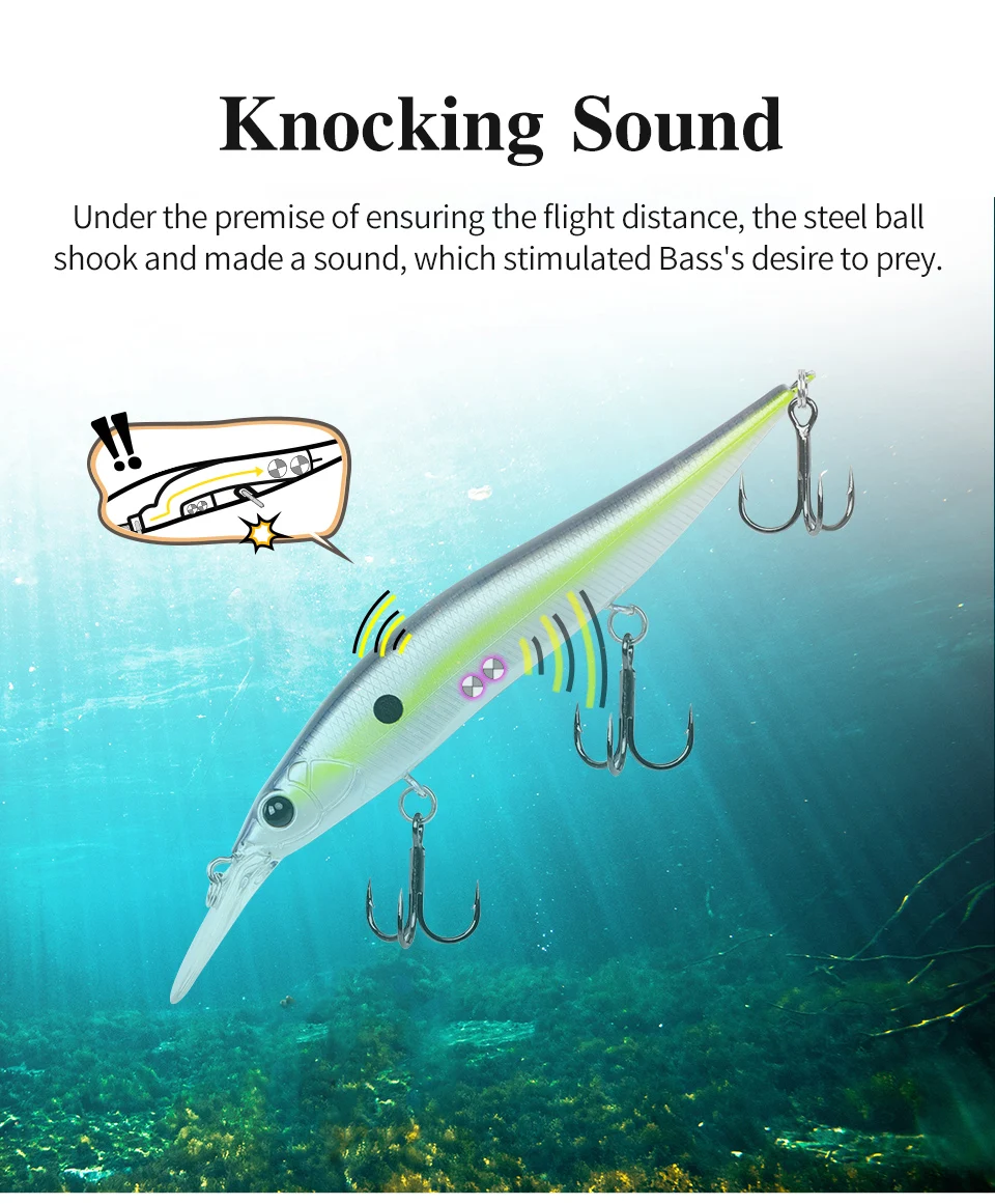 TSURINOYA 98SP Suspending Minnow Fishing Lure AURORA 98mm 10g Max 2.2m  Long Casting Bass Pike Jerkbait Hard Bait