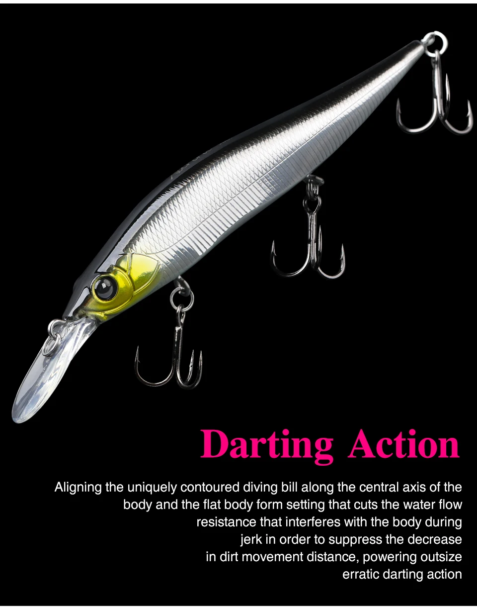 TSURINOYA 98SP Suspending Minnow Fishing Lure AURORA 98mm 10g Max 2.2m  Long Casting Bass Pike Jerkbait Hard Bait