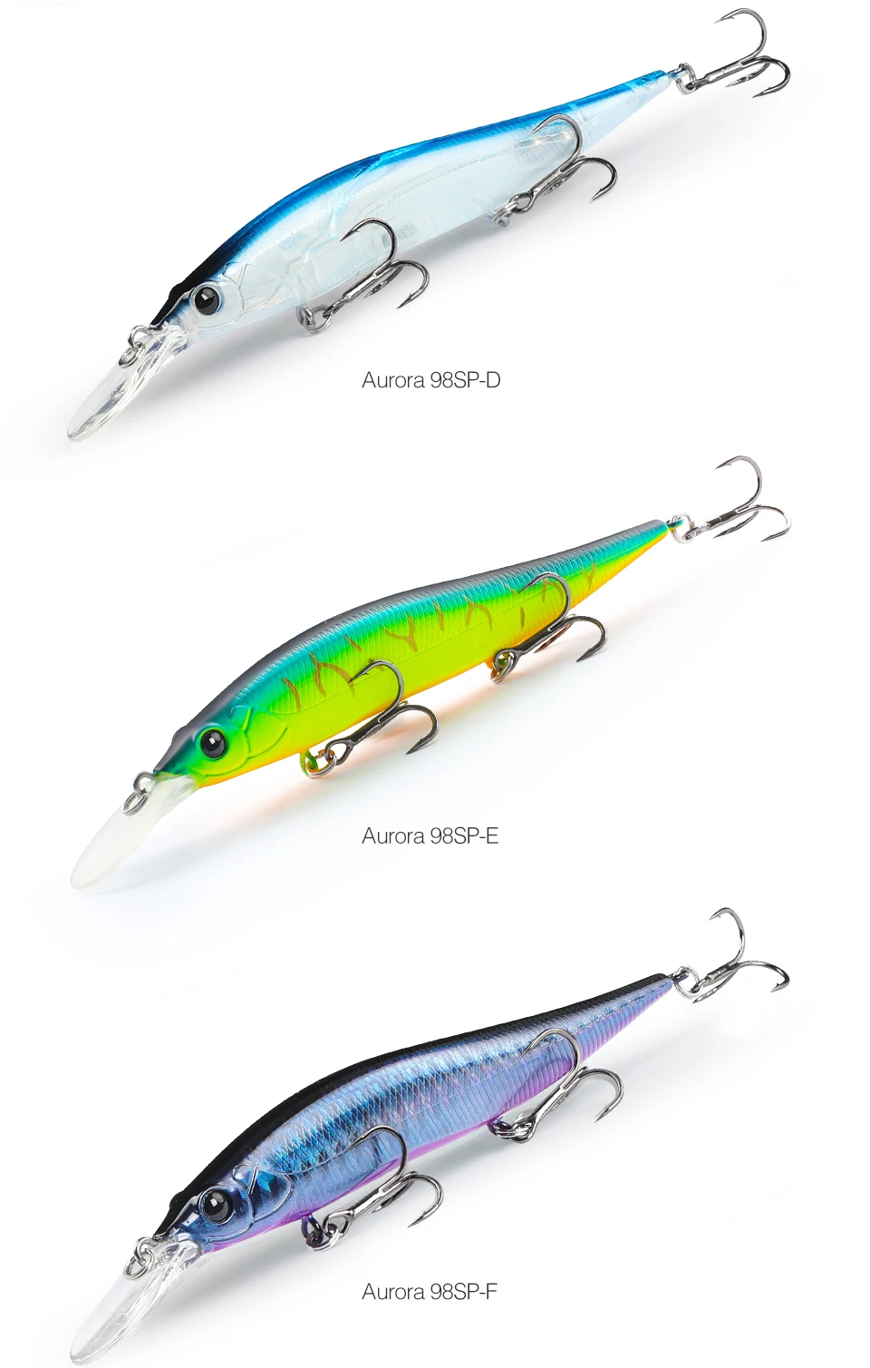 TSURINOYA 98SP Suspending Minnow Fishing Lure AURORA 98mm 10g Max 2.2m  Long Casting Bass Pike Jerkbait Hard Bait