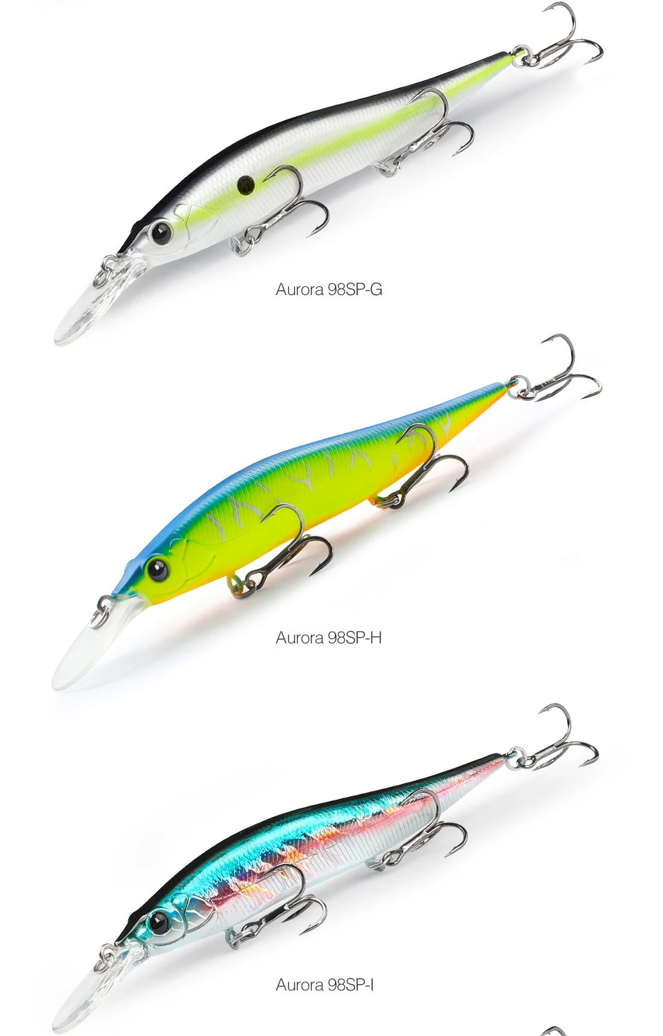 TSURINOYA 98SP Suspending Minnow Fishing Lure AURORA 98mm 10g Max 2.2m  Long Casting Bass Pike Jerkbait Hard Bait