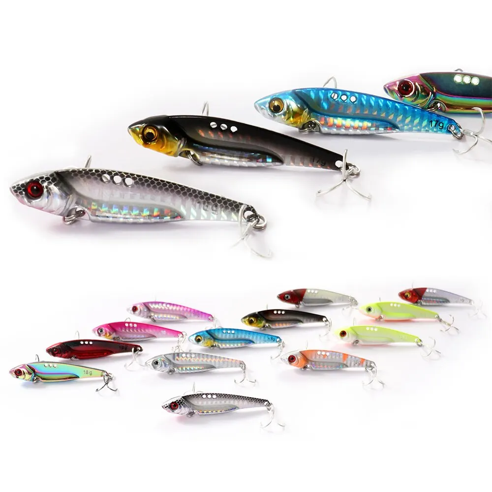 VIB Fishing Lure 7g 10g 18g Metal Jig Sinking Blade Cast Treble Hook Spinner Spoon VIBRATION Spin Tackle Pesca Wobbler Hard Bait