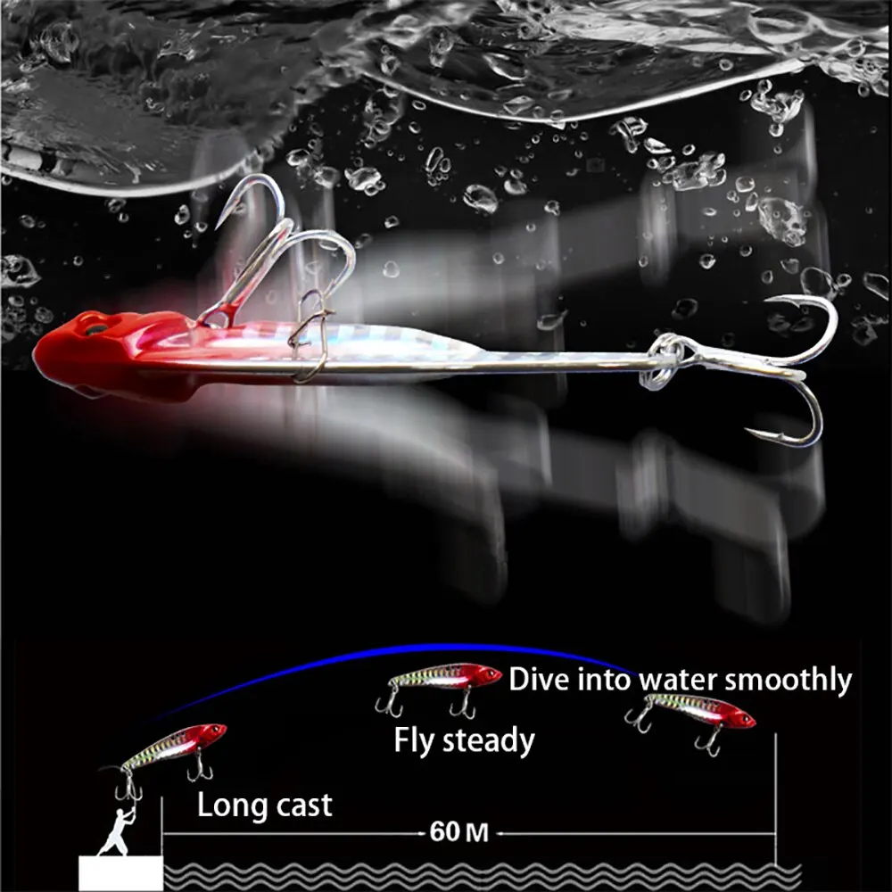 VIB Fishing Lure 7g 10g 18g Metal Jig Sinking Blade Cast Treble Hook Spinner Spoon VIBRATION Spin Tackle Pesca Wobbler Hard Bait