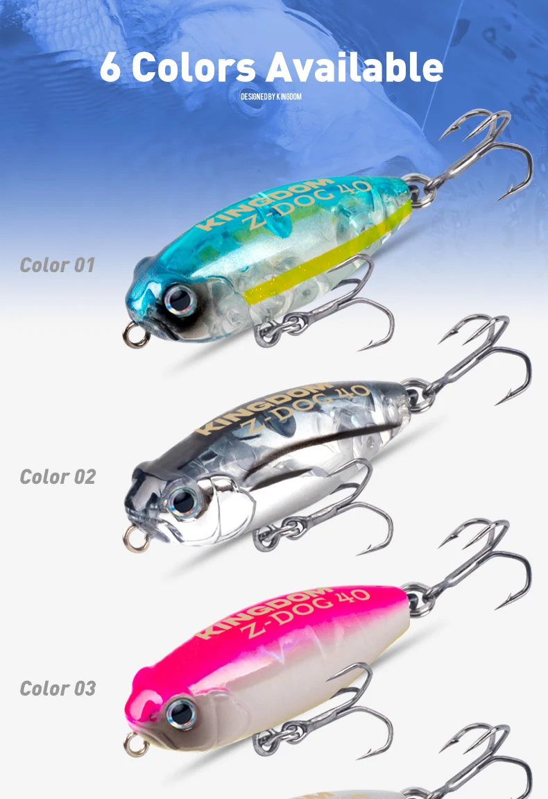 Kingdom Z-Dog Floating Pencil Fishing Lures 40mm 3.2g Stickbait Topwater Surface Walk The Dog Hard Baits Wobblers For Bass Pike
