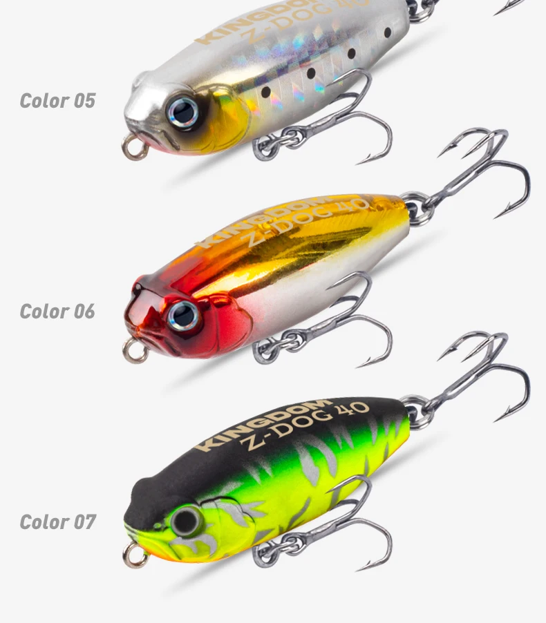 Kingdom Z-Dog Floating Pencil Fishing Lures 40mm 3.2g Stickbait Topwater Surface Walk The Dog Hard Baits Wobblers For Bass Pike