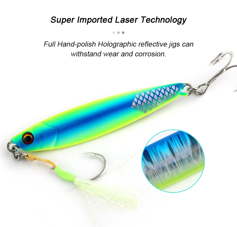 FJORD Flat Slow Glow Metal Jig Lead Fishing Lure Saltwter 20g 30g 40g 60g Shore Casting Artificial Bait Hooks Fishing Tackle