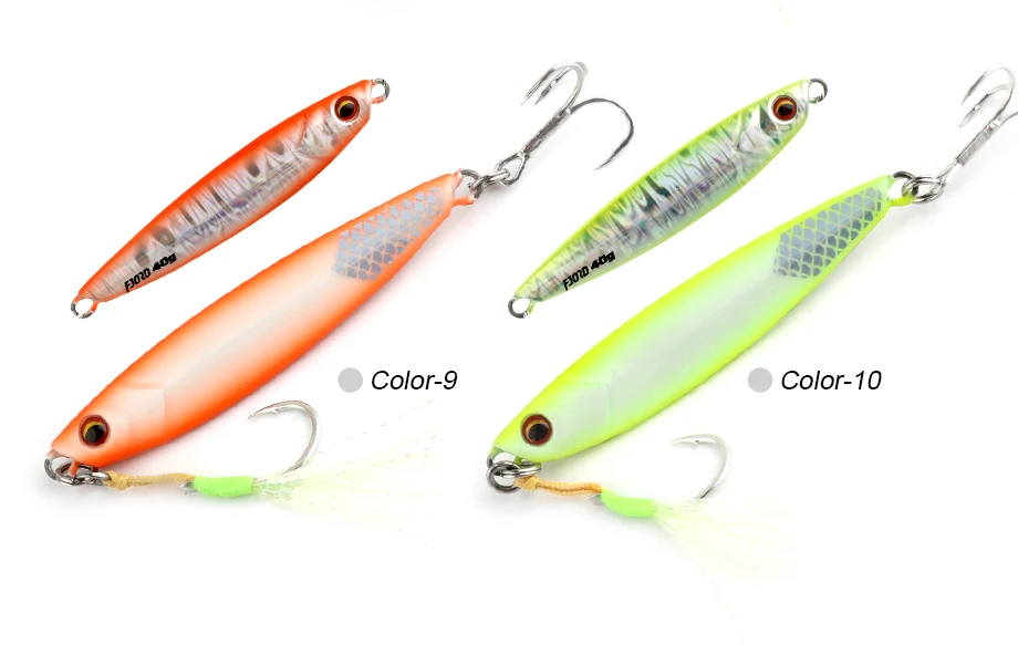 FJORD Flat Slow Glow Metal Jig Lead Fishing Lure Saltwter 20g 30g 40g 60g Shore Casting Artificial Bait Hooks Fishing Tackle