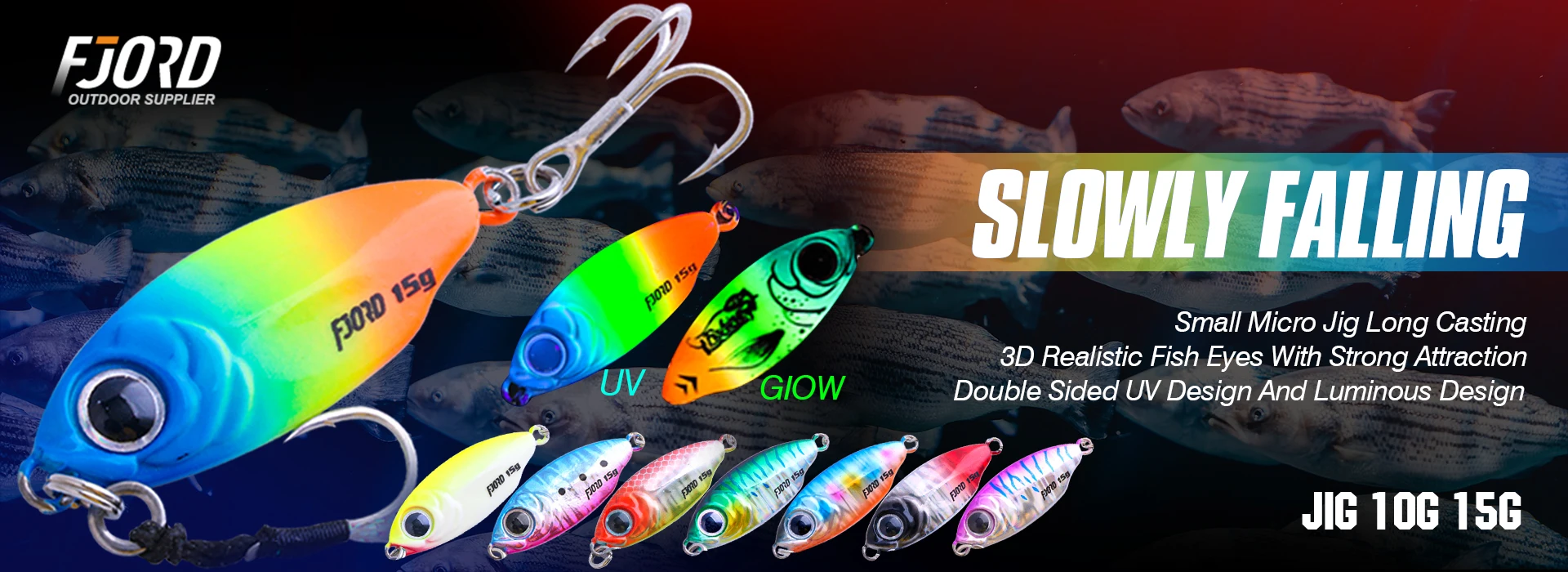FJORD Flat Slow Glow Metal Jig Lead Fishing Lure Saltwter 20g 30g 40g 60g Shore Casting Artificial Bait Hooks Fishing Tackle