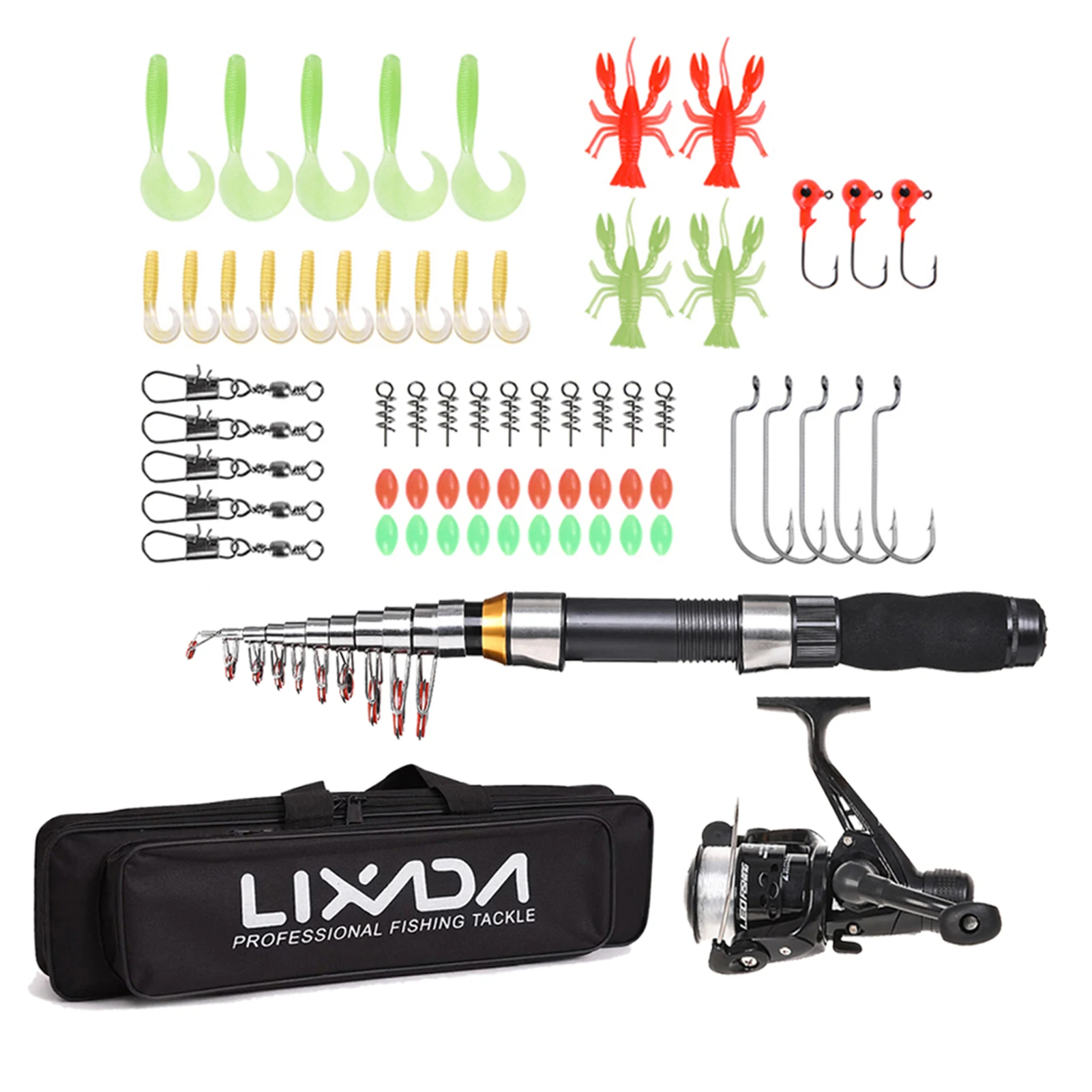 Lixada 2.1m 2.3 m Telescopic Fishing Rod Reel Combo Full Kit Carbon Fiber Rod Pole Spinning Reel Fishing Bag Case Pesca Gear Set