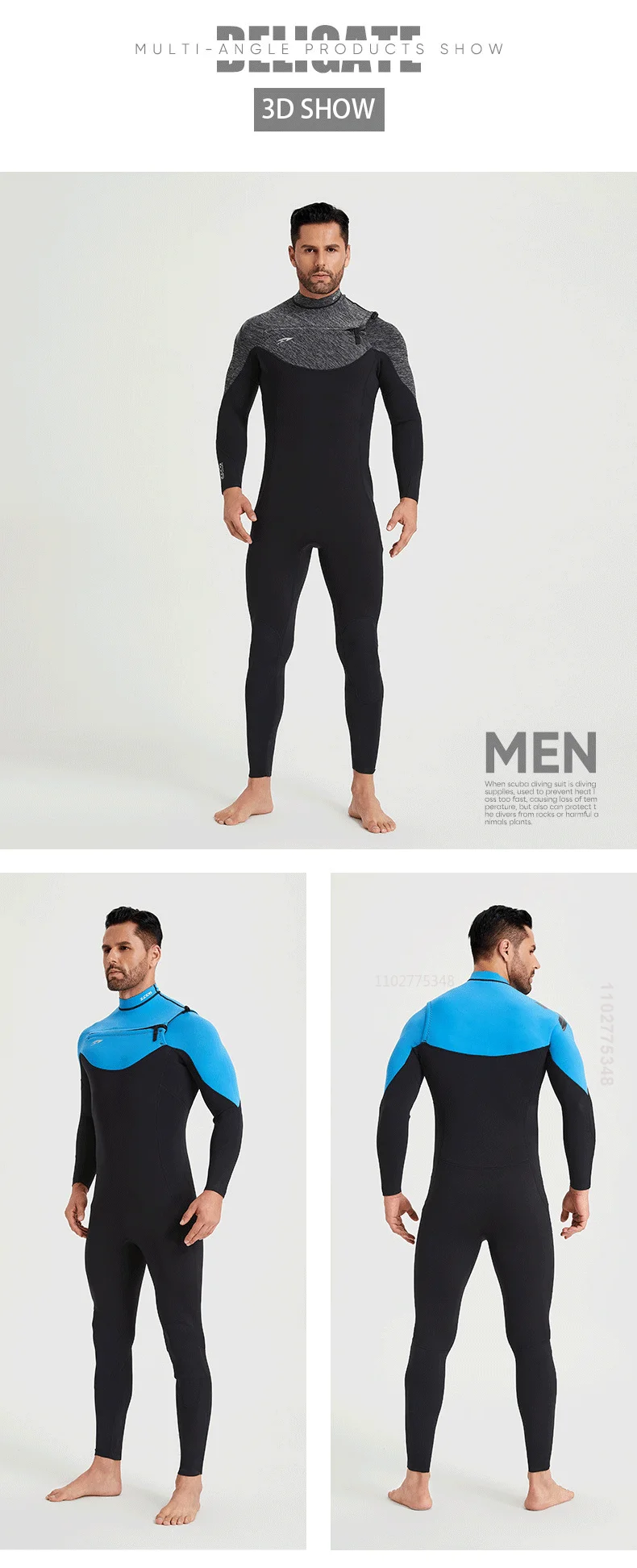 Men Women Neoprene Wetsuits 3/2MM Surf Suit Snorkel Swimwear Winter High Elasticity Rash Guards Spearfishing Scuba Diving