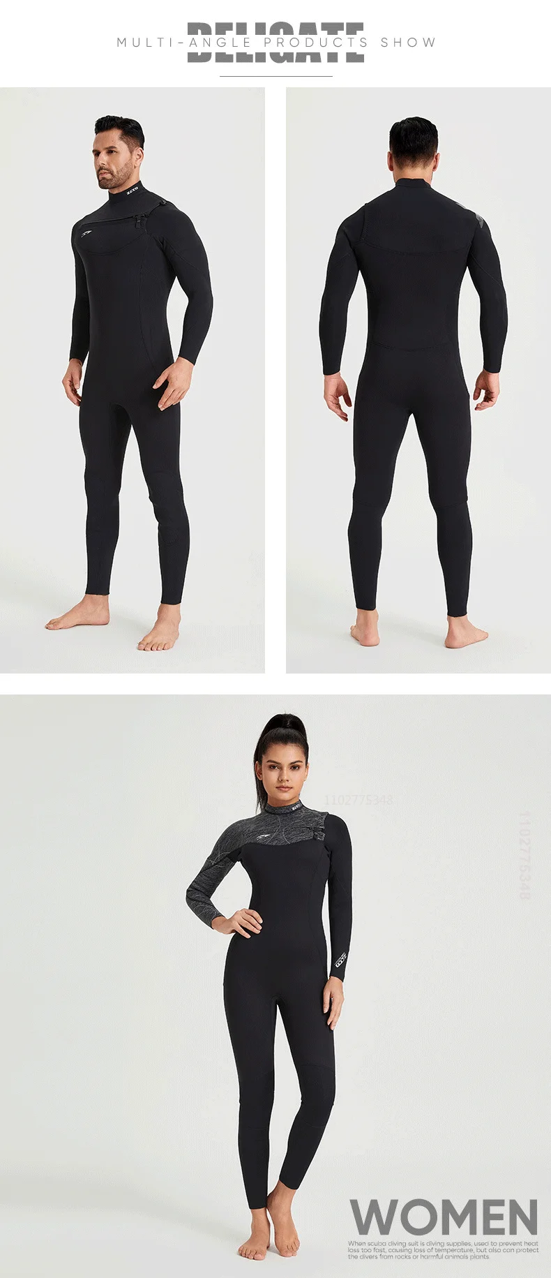 Men Women Neoprene Wetsuits 3/2MM Surf Suit Snorkel Swimwear Winter High Elasticity Rash Guards Spearfishing Scuba Diving