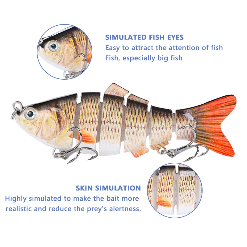 4 Inch 6 Segments Jointed Hard Artificial Fishing Lures Bionic Crankbait Sinking Wobblers Sea Plastic Fishing Accessories