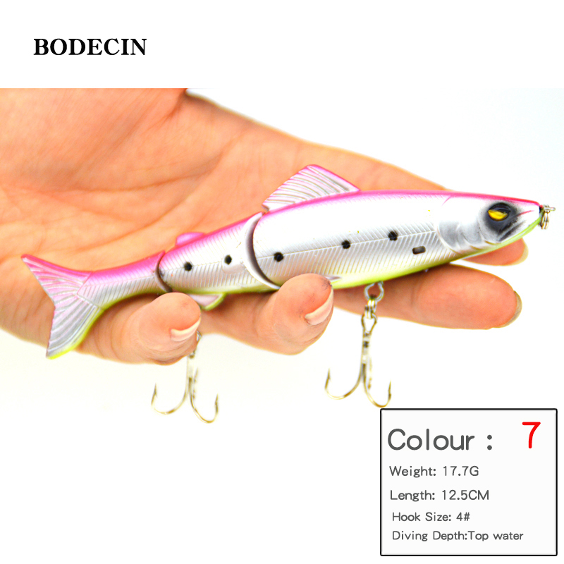 1pc 17.7g 125mm Crankbaits Fishing Lures Hard Bait Artificial Wobbler For Pike Peche 3 Segments Minnow Swimbait With Steel Ball