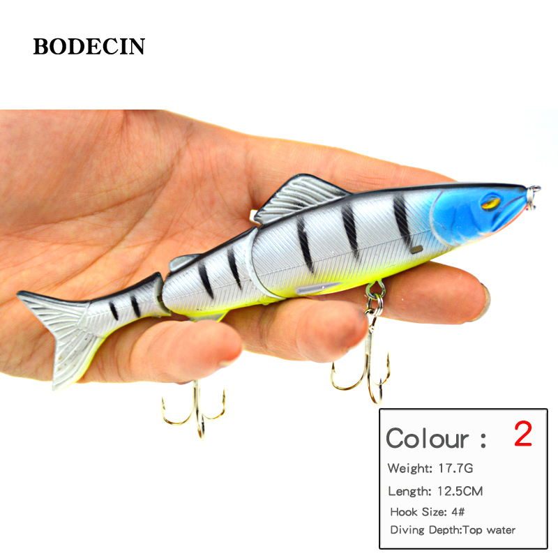 1pc 17.7g 125mm Crankbaits Fishing Lures Hard Bait Artificial Wobbler For Pike Peche 3 Segments Minnow Swimbait With Steel Ball