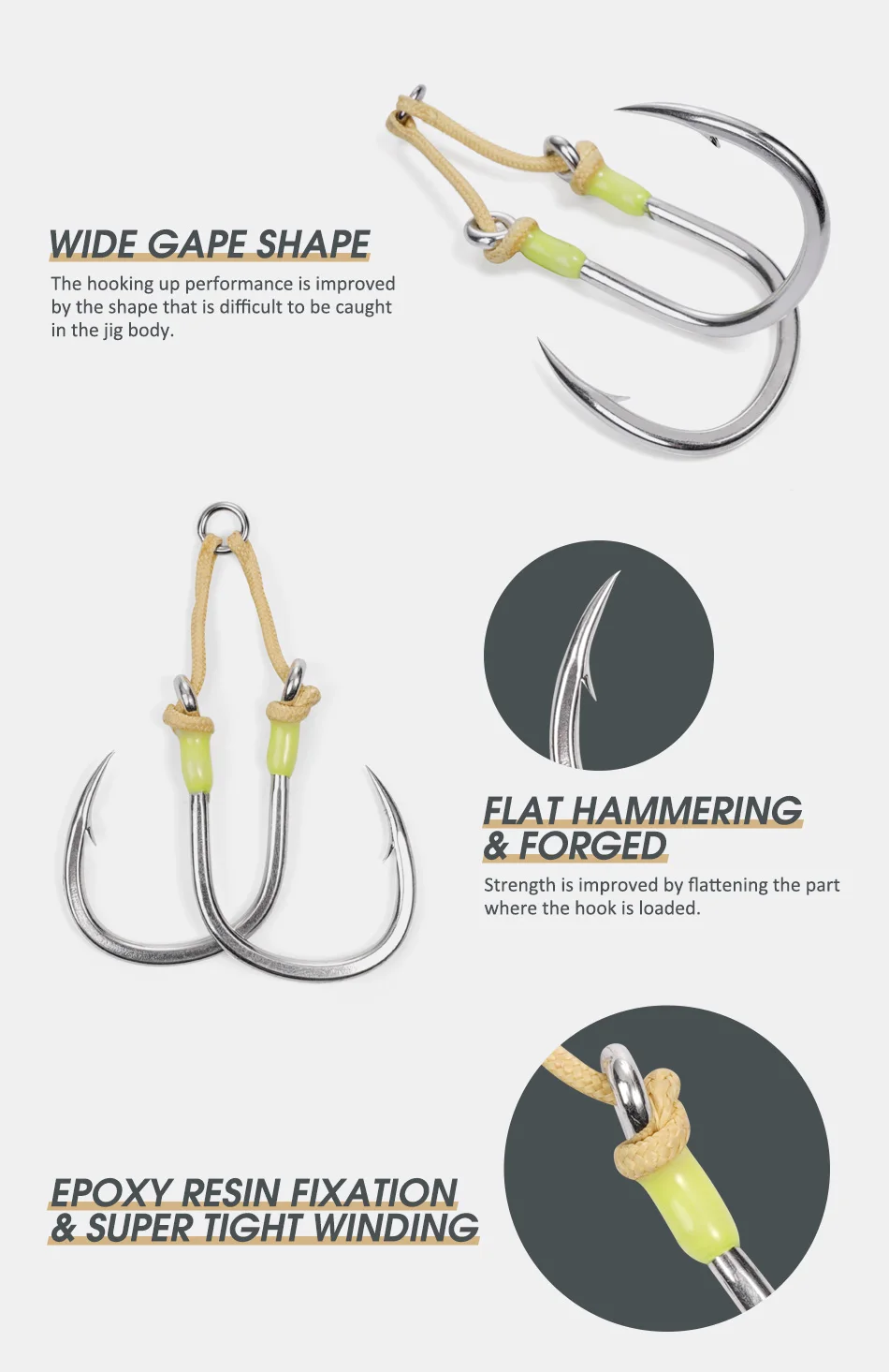Noeby Heavy Duty Twin Assist Metal Jig Hook Large Target With Shore Jigs Super Needle Point Sharp High Strength Sea Fishing Hook