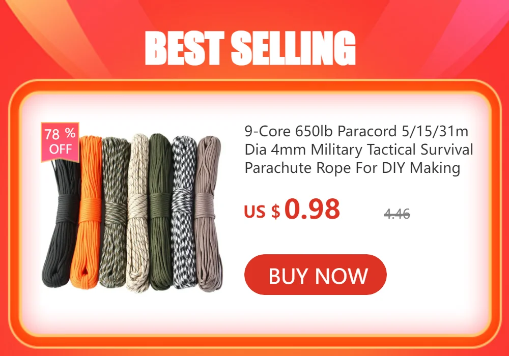 Paracord Keychain Military Braided Core Rope Carabiner Bottle Opener Outdoor Emergency Knot Survival Tools for Camping Hiking