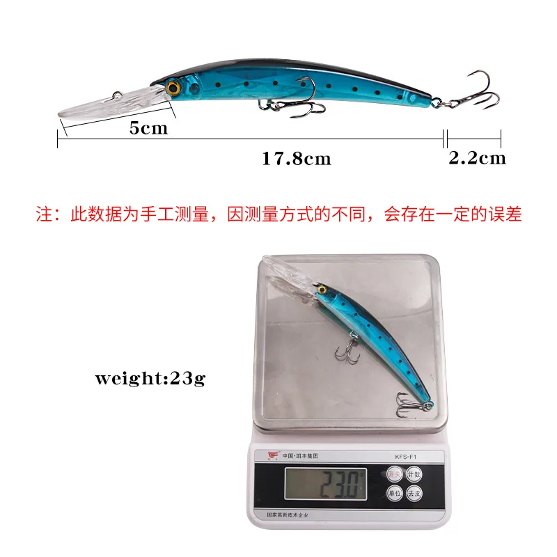 Big Minnow 17cm 23g Wobblers Fishing Lures Deep Diving Artificial Hard Bait Trolling Boat Sea Fish Bass Pike Lure Accessories
