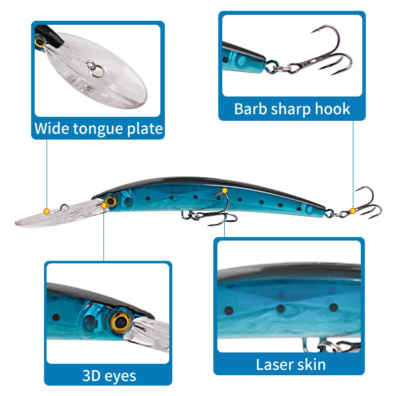 Big Minnow 17cm 23g Wobblers Fishing Lures Deep Diving Artificial Hard Bait Trolling Boat Sea Fish Bass Pike Lure Accessories