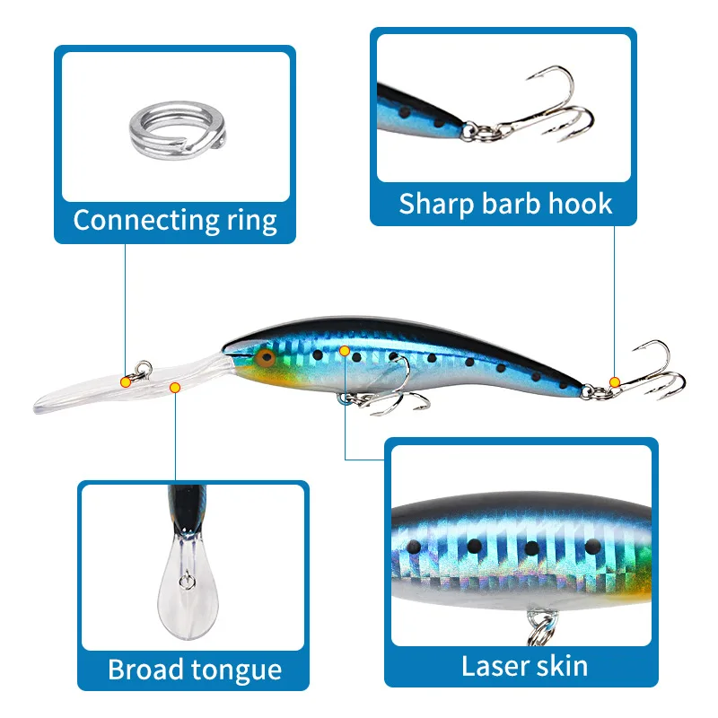 Big Minnow 17cm 23g Wobblers Fishing Lures Deep Diving Artificial Hard Bait Trolling Boat Sea Fish Bass Pike Lure Accessories