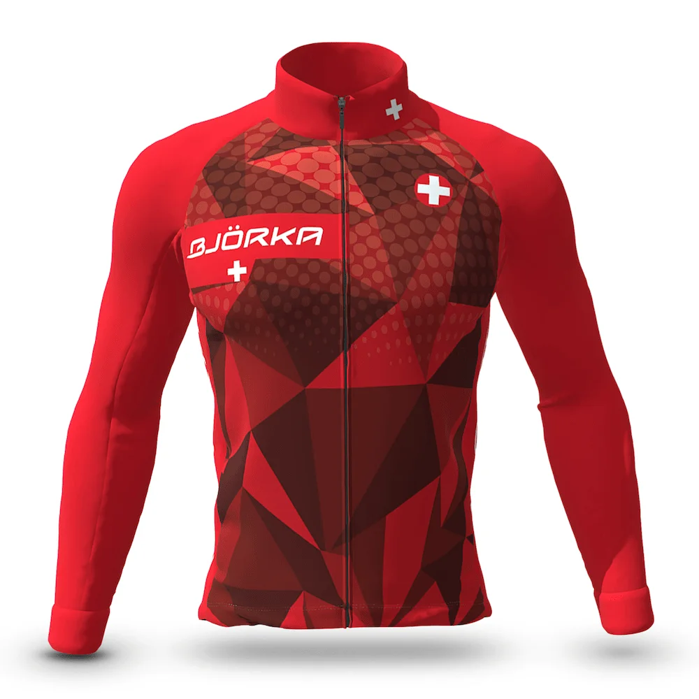 BJORKA Winter Cycling Thermal Fleece Long Sleeve Jerseys Chamarras De Hombres Men's Pro Team Bicycle Jackets 3 Rear Pockets Coat