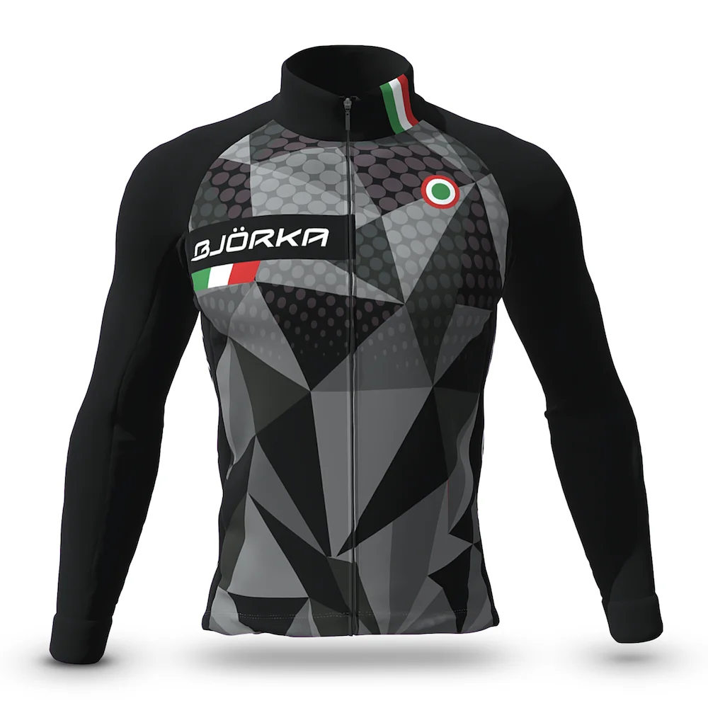 BJORKA Winter Cycling Thermal Fleece Long Sleeve Jerseys Chamarras De Hombres Men's Pro Team Bicycle Jackets 3 Rear Pockets Coat