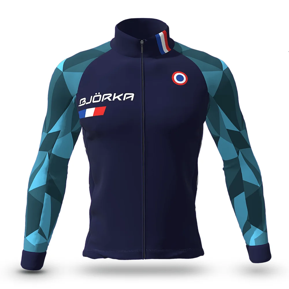 BJORKA Winter Cycling Thermal Fleece Long Sleeve Jerseys Chamarras De Hombres Men's Pro Team Bicycle Jackets 3 Rear Pockets Coat