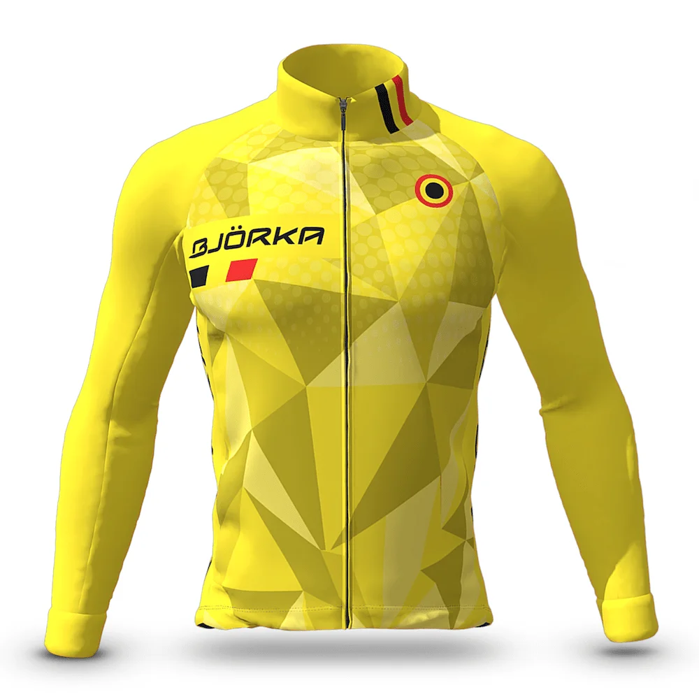 BJORKA Winter Cycling Thermal Fleece Long Sleeve Jerseys Chamarras De Hombres Men's Pro Team Bicycle Jackets 3 Rear Pockets Coat