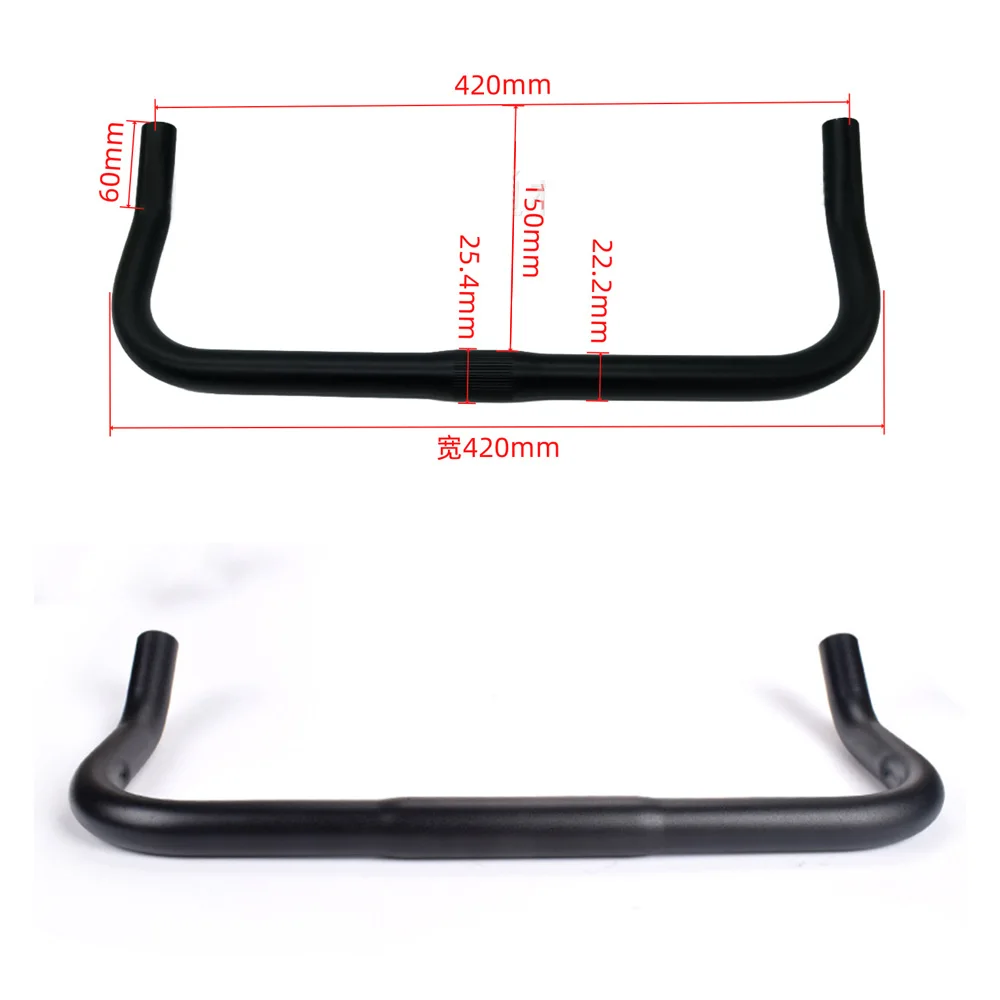 Bike Handlebar Rest Bend Bar Aluminum Alloy 22.2 *25.4*420mm Single Speed Bike Track Fixed Gear Road Bicycle bullhorn Handlebar