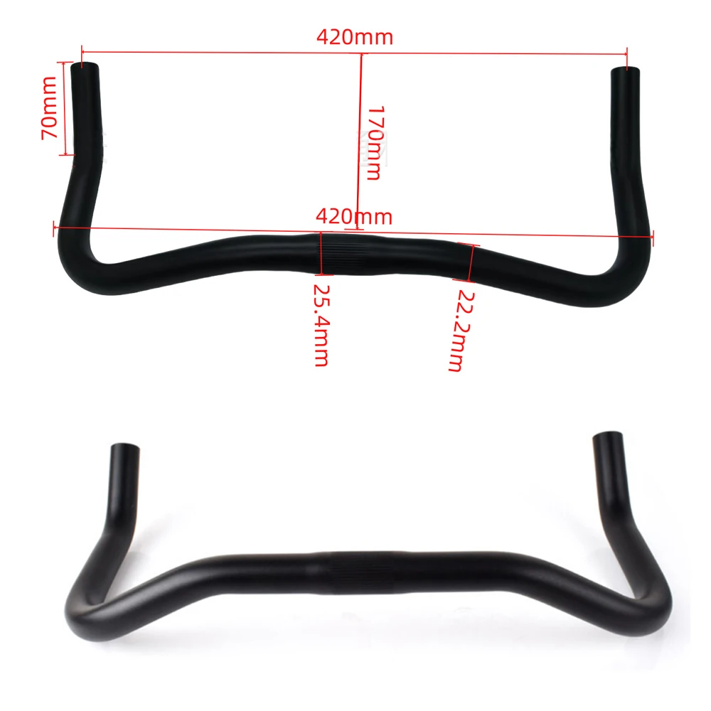 Bike Handlebar Rest Bend Bar Aluminum Alloy 22.2 *25.4*420mm Single Speed Bike Track Fixed Gear Road Bicycle bullhorn Handlebar