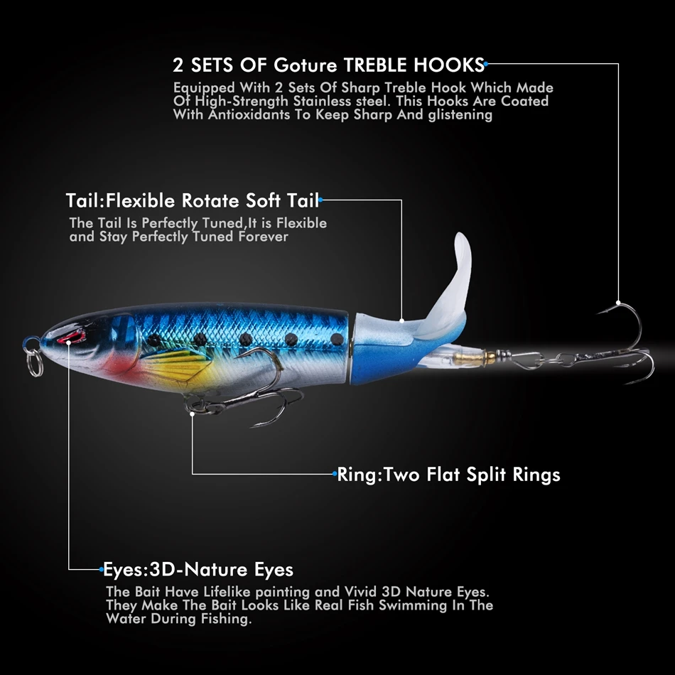 Goture Whopper Popper 10cm/11cm/14cm Topwater FIshing Lure Blowups Pike Baits Rotating Tail Fishing Tackle Crankbait Wobblers
