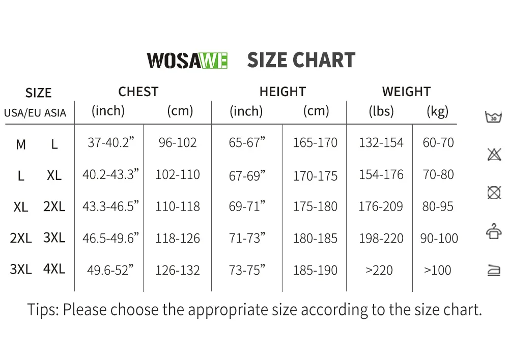 WOSAWE Men Cycling Windbreaker MTB Bicycle Long Sleeve Coat Water Resistant Outdoor Sport Jersey Bike Jacket Cycling Clothing