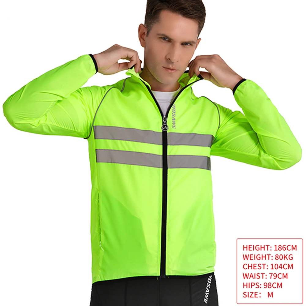 WOSAWE Men Cycling Windbreaker MTB Bicycle Long Sleeve Coat Water Resistant Outdoor Sport Jersey Bike Jacket Cycling Clothing
