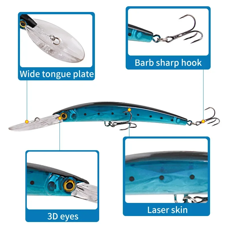 1Pcs Big Minnow 17cm 23g Wobblers Fishing Lures Deep Diving Artificial Hard Bait Trolling Boat Sea Bass Pike Fishing Acesssories