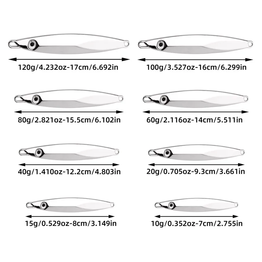 1pcs Sinking Metal Jig Fishing Lure 80g 60g 40g 30g 20g 15g 10g Crankbait Jig Spoon Wobbler Bait Sea Fishing Lures Pesca