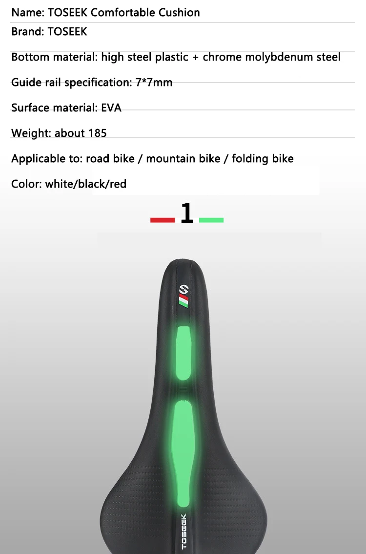 TOSEEK MTB Road Bike Saddle Ultralight 185g Racing Seat Hollow Ergonomic Design Cr-mo Seat Rail Saddle Bicycle Parts 7 Colors