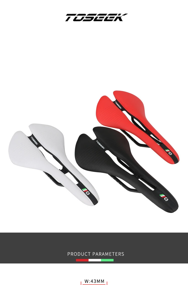 TOSEEK MTB Road Bike Saddle Ultralight 185g Racing Seat Hollow Ergonomic Design Cr-mo Seat Rail Saddle Bicycle Parts 7 Colors