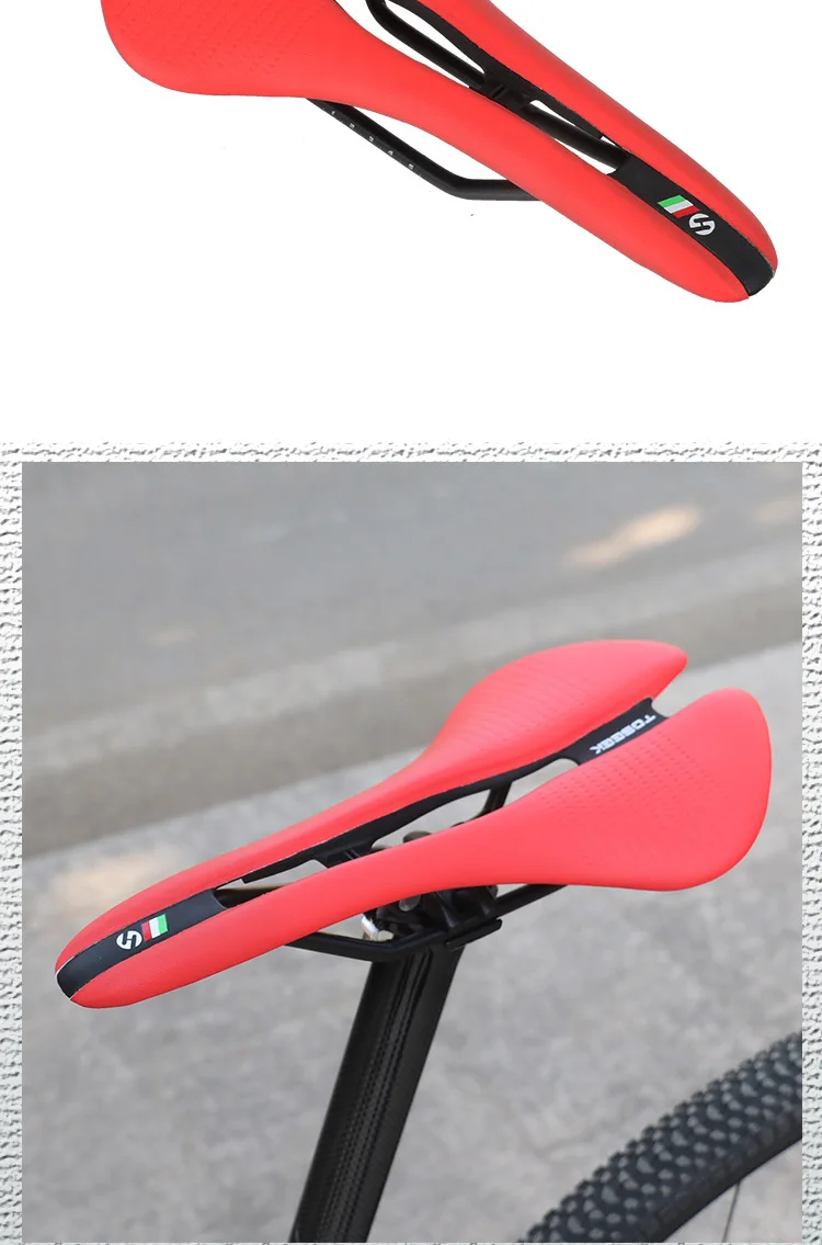 TOSEEK MTB Road Bike Saddle Ultralight 185g Racing Seat Hollow Ergonomic Design Cr-mo Seat Rail Saddle Bicycle Parts 7 Colors